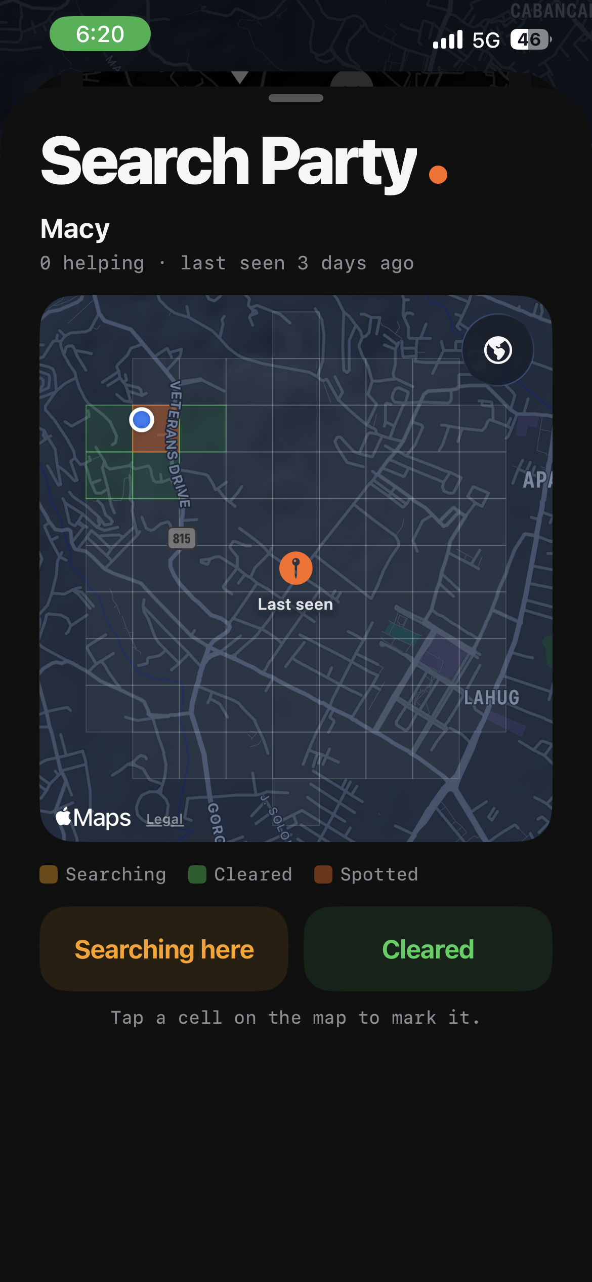 Search party grid map