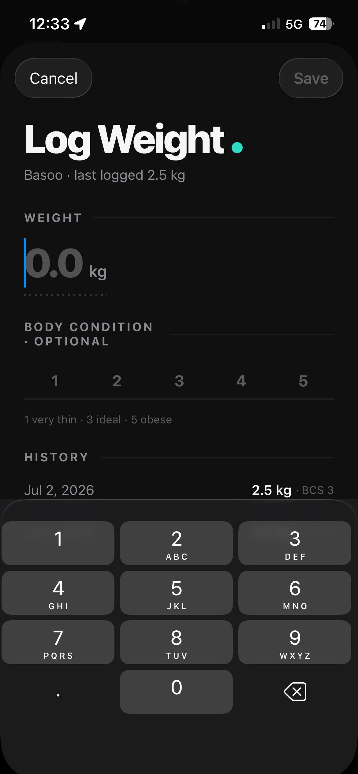 Log weight